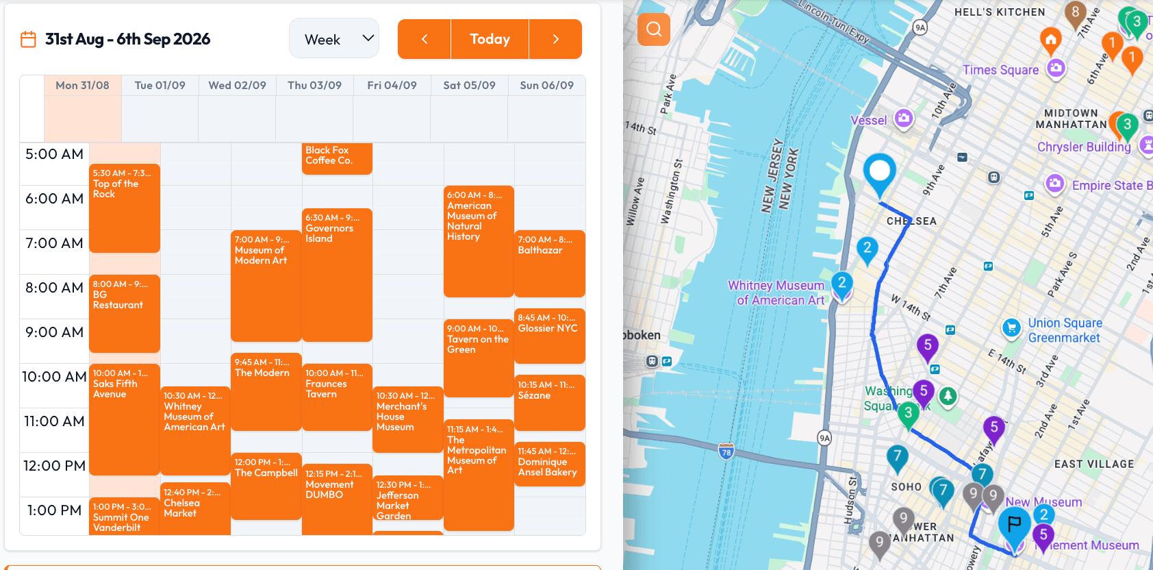 Map & Calendar View